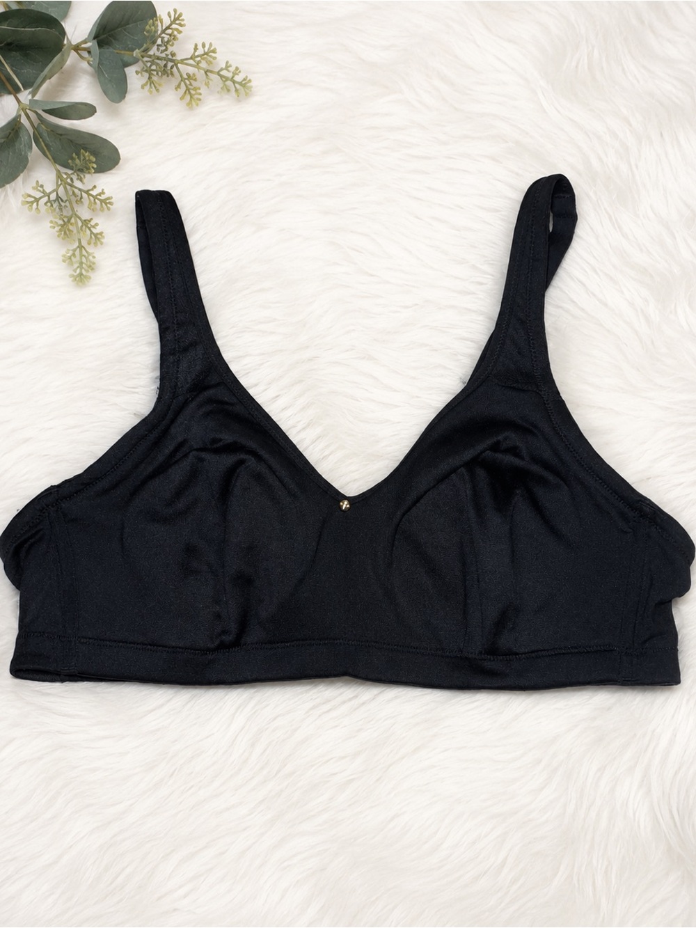 Arla Wireless Black Comfort Bra 38C | Soft Full Coverage Everyday Bra